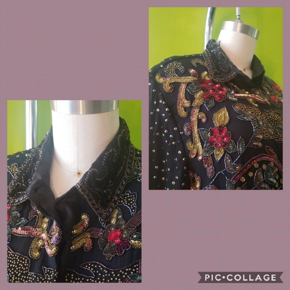 Spiegel Deadstock Vintage Beaded Button Up Blouse - Picture 3 of 7